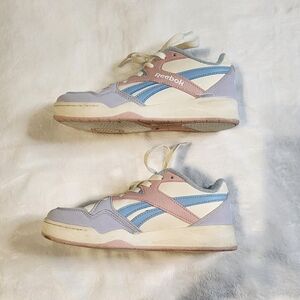Reebok BB 4000 Girls Sneakers - White, Blue, Purple, and Pink, GUC, Size 3K